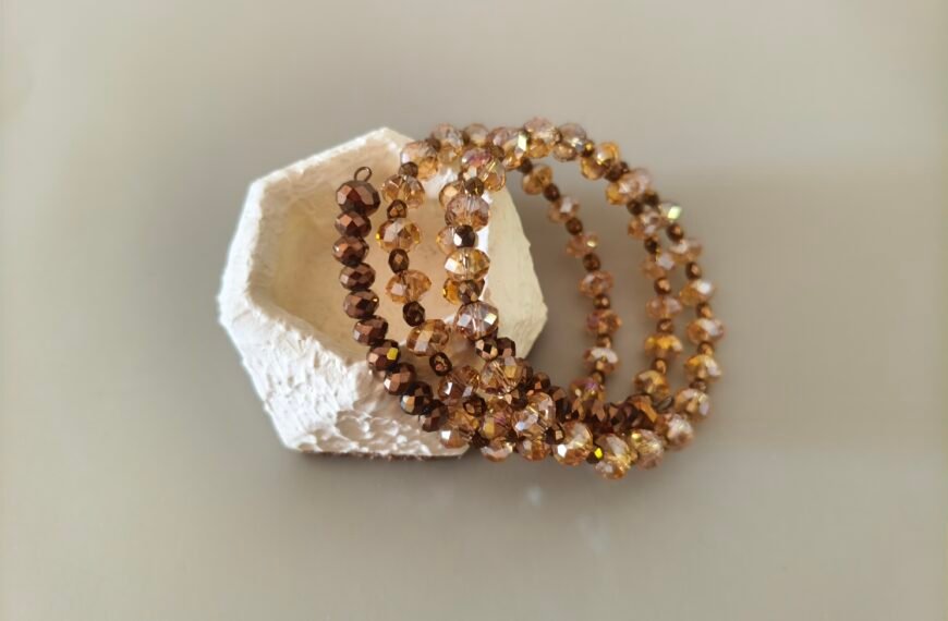 A memory wire bracelet on a table