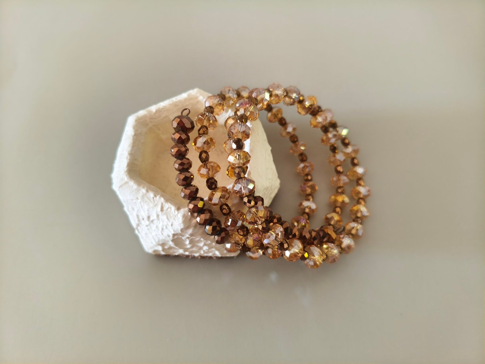 A memory wire bracelet on a table